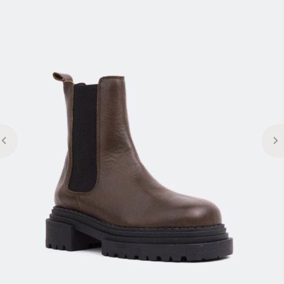 L'INTERVALLE Platform Leather Boots, Brown, Size 38 - Picture 2 of 6